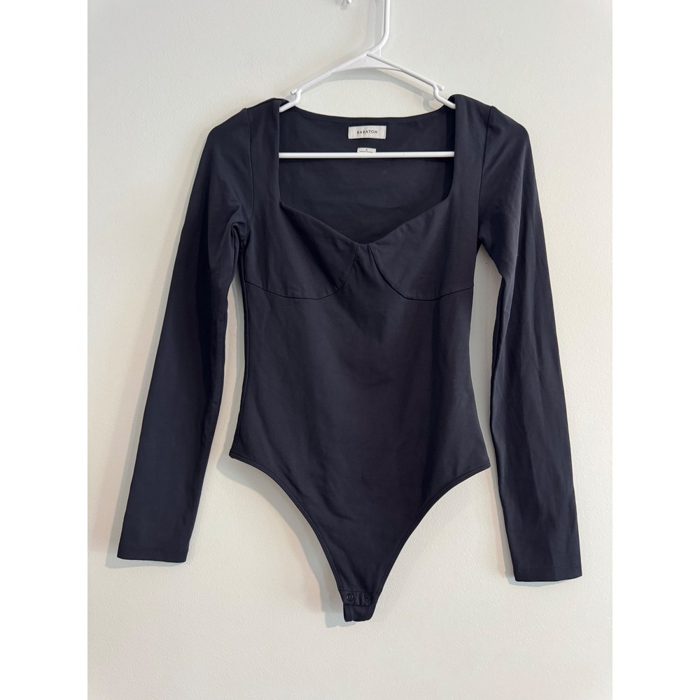 Aritzia Bodysuit Capsule Babaton Sweetheart Neck‎ Women S Black Long Luxury
